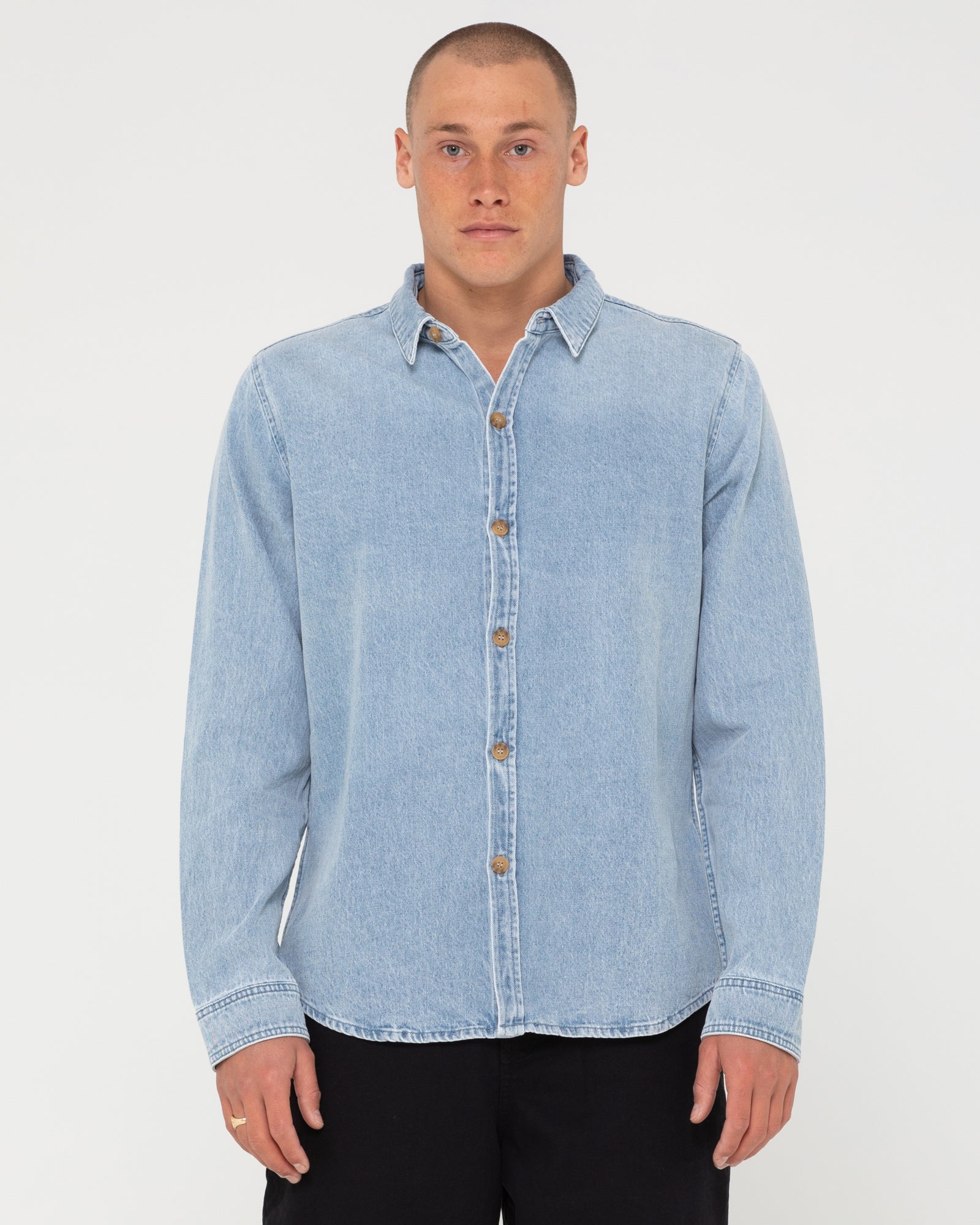 Buy Blue Washed Denim Full Sleeves Shirt for Men